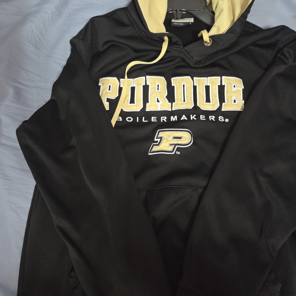 Black and Gold Purdue Polyester Hoodie Size Large
